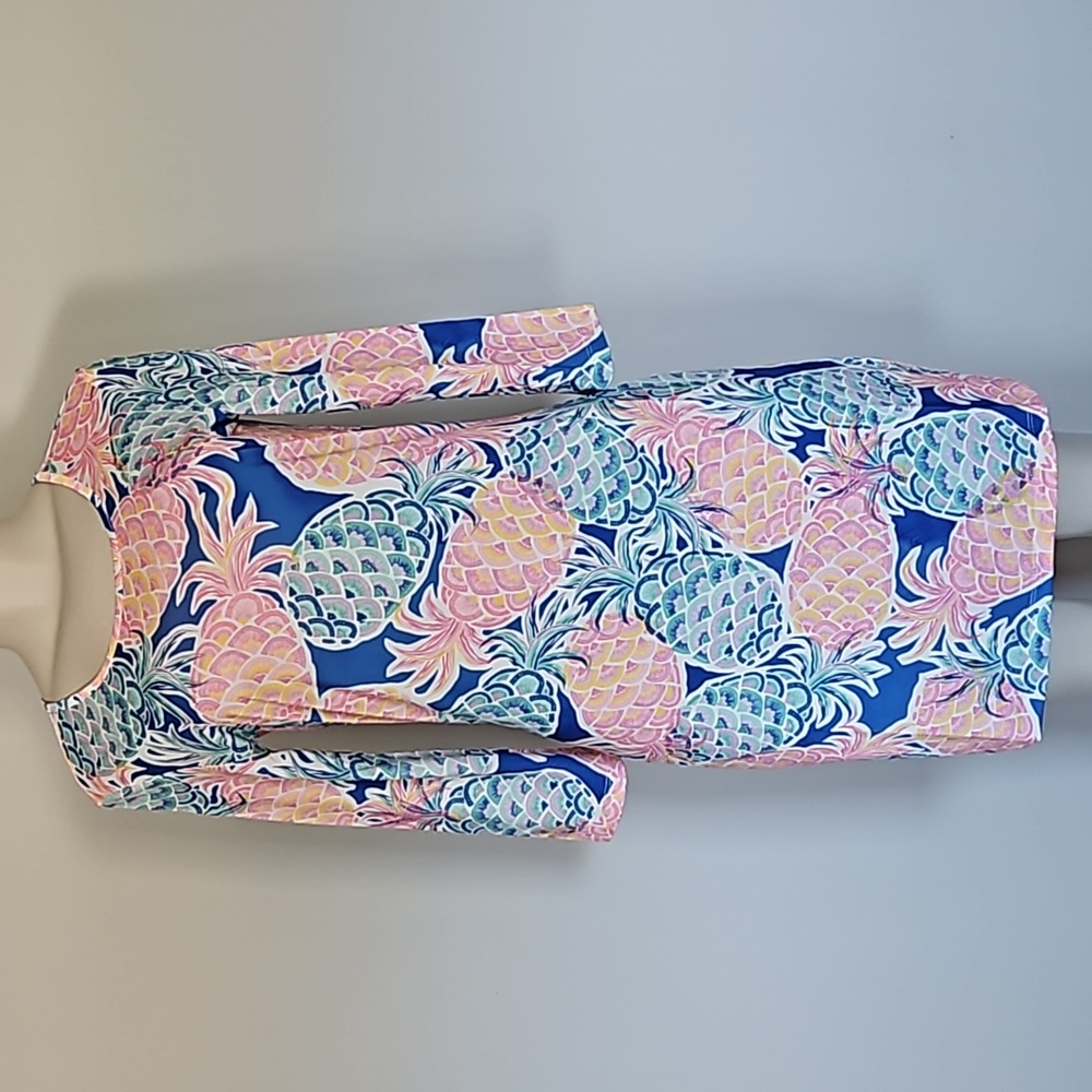Jean-Pierre Klifa blue/pink pineapple themed Daphne dress-S